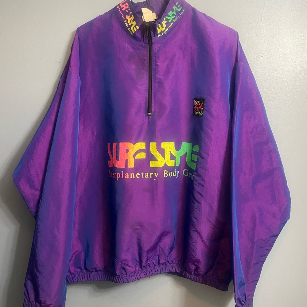 VTG 90s Surf Style Iridescent Purple Windbreaker OSFA
